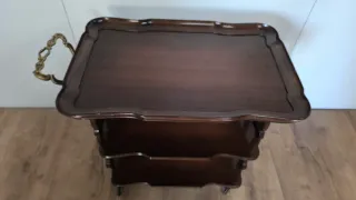 Carro camarera madera y metal antiguo