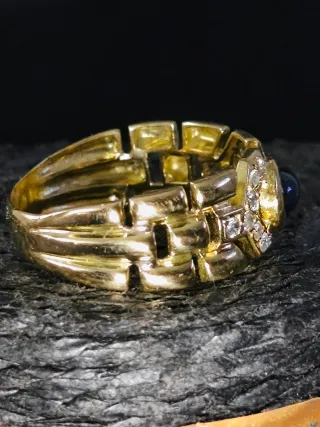 Anillo Oro 18kl Grande con Zafiro Azul