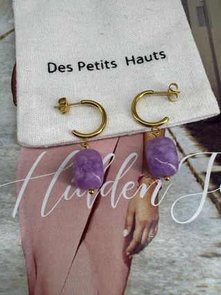 Pendientes Des Petits Hauts dorados y morados