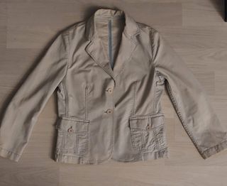 Blazer rayas blanco y azul tela vaquera