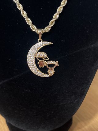 Cadena Laminada 14k 45cm con Colgante Luna