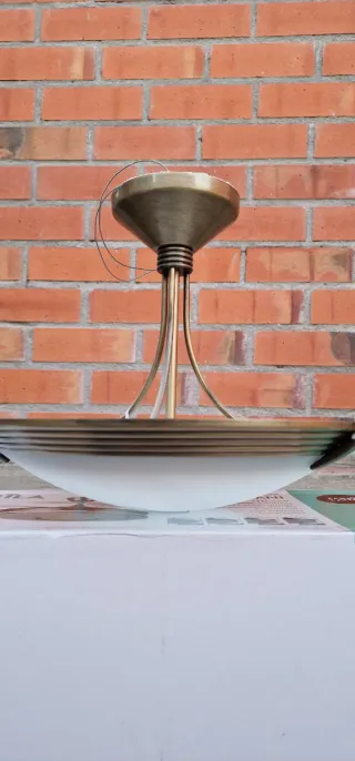 2 Lámparas Techo Vintage Cristal Metal