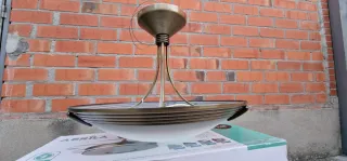 2 Lámparas Techo Vintage Cristal Metal