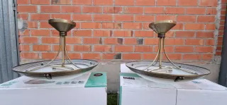 2 Lámparas Techo Vintage Cristal Metal