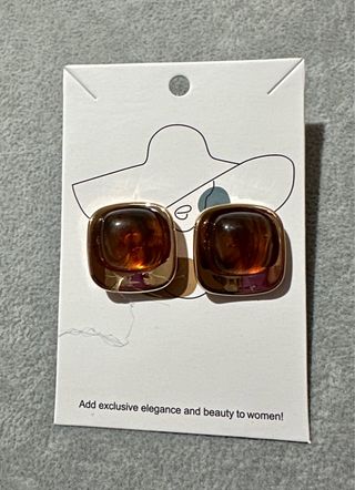 Brincos Quadrados Âmbar e Dourado