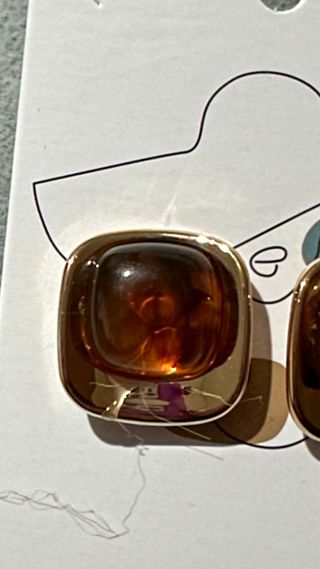 Brincos Quadrados Âmbar e Dourado