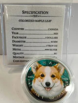 Moneda Canadá Corgi 1 Oz Plata 9999