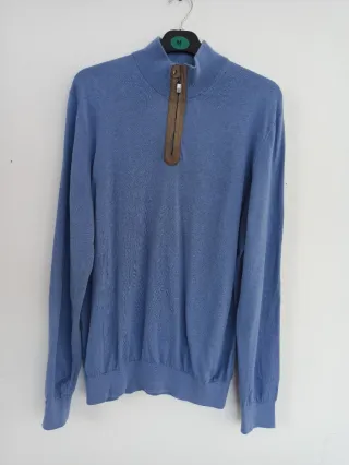 Jersey Massimo Dutti azul claro cremallera