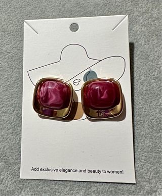 Brincos Quadrados Roxo e Dourado