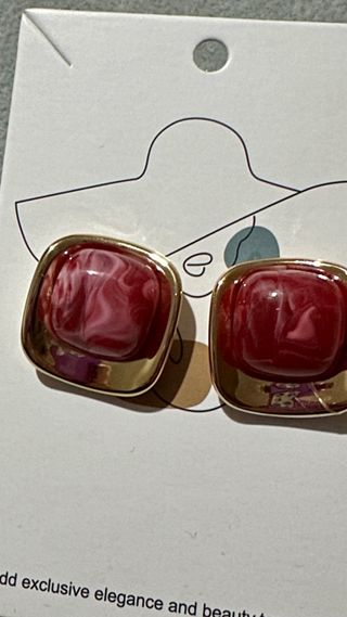 Brincos Quadrados Roxo e Dourado