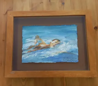 Pintura original nadador.
