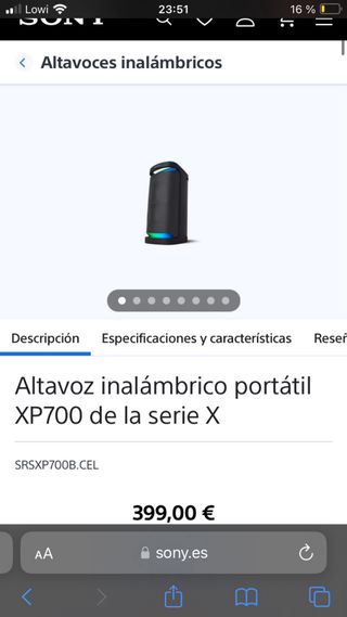 Altavoz Sony SRS XP700 Negro/Azul Marino