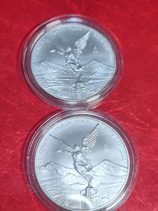 Lote 2 Monedas Plata Libertad México 2019