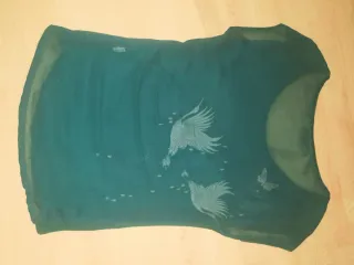 Camiseta fluida estampada verde azulado