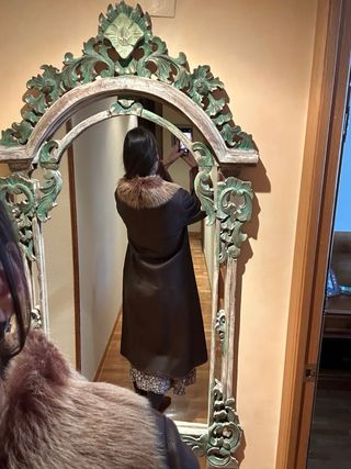 Abrigo piel cordero marrón con pelo