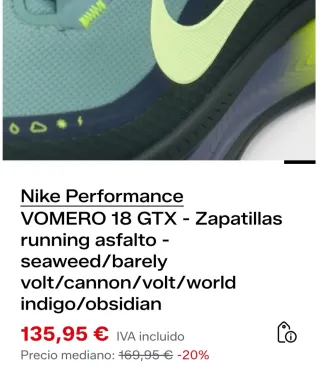 Nike Vomero 18 GTX Zapatillas Running Verde Amaril