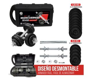 Set Mancuernas 15kg Ajustables