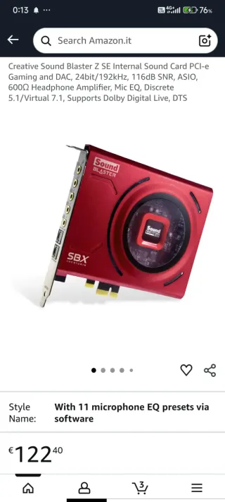 Scheda Audio Creative Sound Blaster Z se