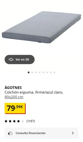Colchón espuma ÅGOTNES 80x200 cm