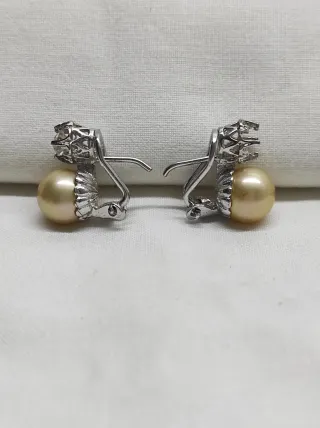 Pendientes Vintage Plateados con Perla Imitación
