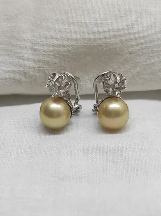 Pendientes Vintage Plateados con Perla Imitación