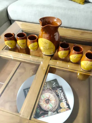 Jarra y 6 Vasos de Barro