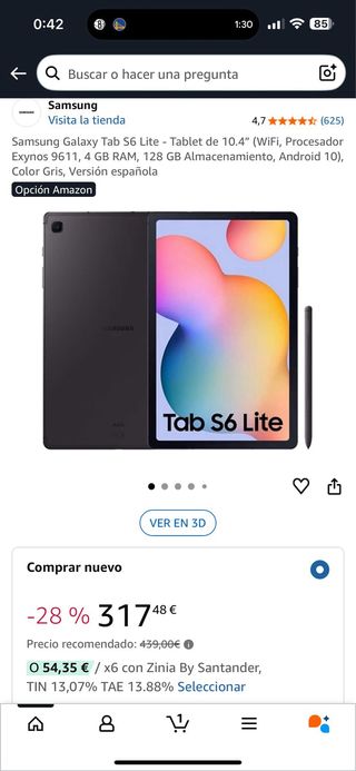 Samsung Galaxy Tab S6 Lite 128GB Gris