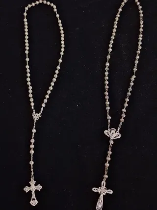 2 rosarios antiguos en plata de ley de filigranas