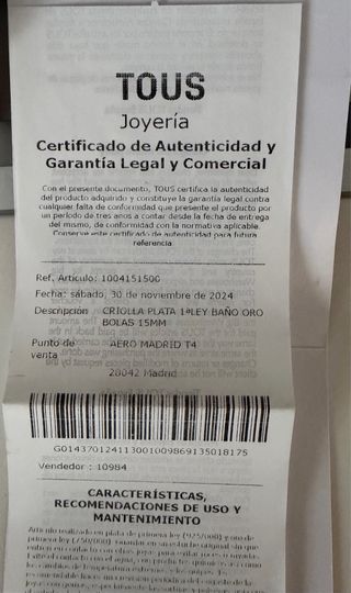 Aros Tous Perlas Doradas