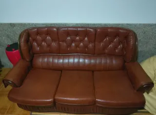 Sofá Cama Vintage Piel Marrón