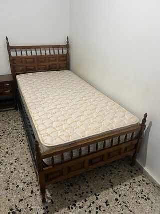 Conjunto 2 camas 90cm madera y tela