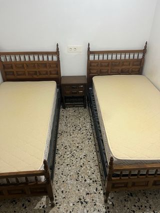 Conjunto 2 camas 90cm madera y tela