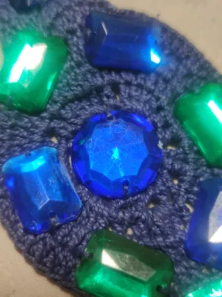 Pulsera Crochet con Abalorios Azules y Verdes