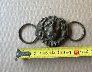 Hebilla cinturón latón león rara