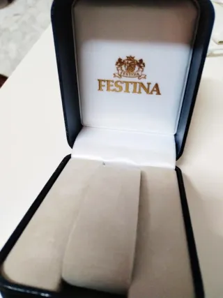 Caja para reloj Festina azul y dorada