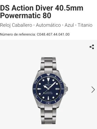 Reloj Certina DS Action Diver Titanio Azul