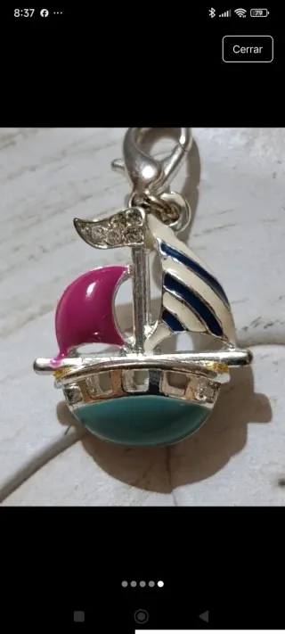 Charm Barco Plata 1° Ley Zirconitas Esmalte