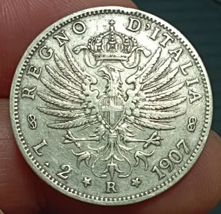 2 Lire Aquila Sabauda 1907 Argento