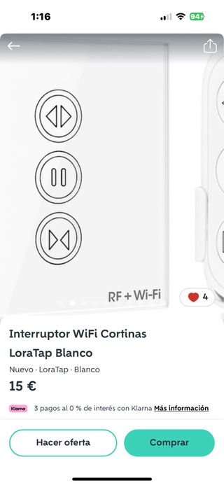 Interruptor Táctil y Mando Persiana