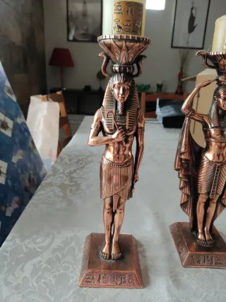 Figura Egipcia Bronce pareja con Vela