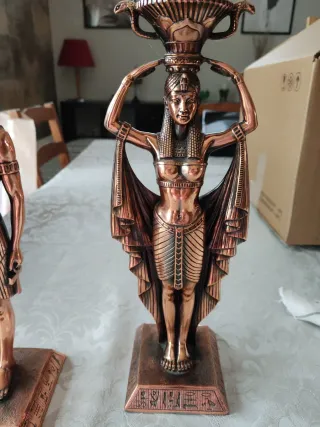 Figura Egipcia Bronce pareja con Vela