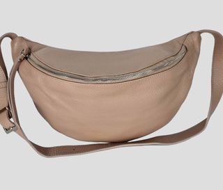 XL-Riñonera Grande de Piel Genuina - Beige - Italy