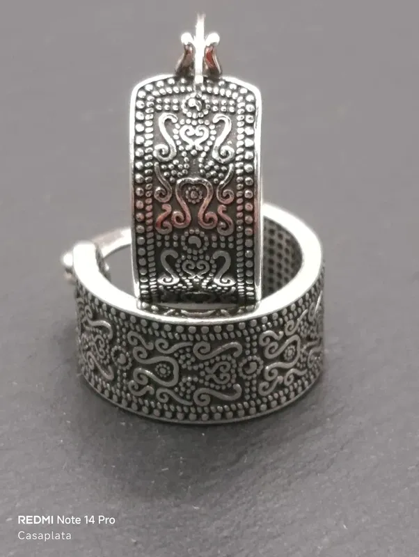 Pendientes S925 Aro ancho vintage 702