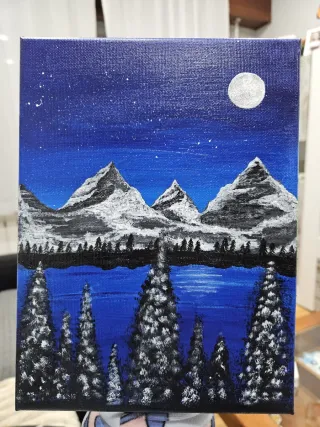 Cuadro Lienzo Paisaje Montañas Luna