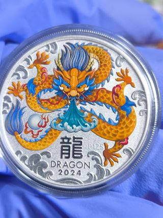 Moneda Plata 1 Onza Lunar III Dragon Color