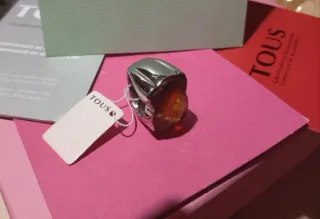 Anillo Tous de Acero con Cuarzo Ahumado Talla 17