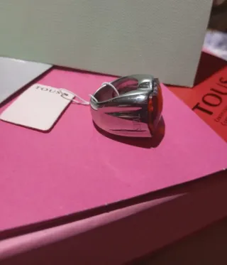 Anillo Tous de Acero con Cuarzo Ahumado Talla 17