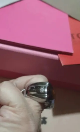 Anillo Tous de Acero con Cuarzo Ahumado Talla 17