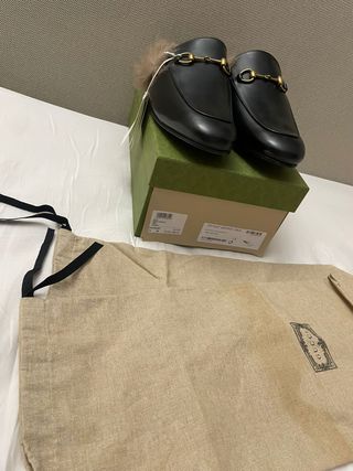 Mocasines Gucci Princetown Pelo Negro Marrón