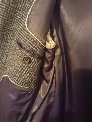 Abrigo cuadros gris T.50 M/L no hago envíos